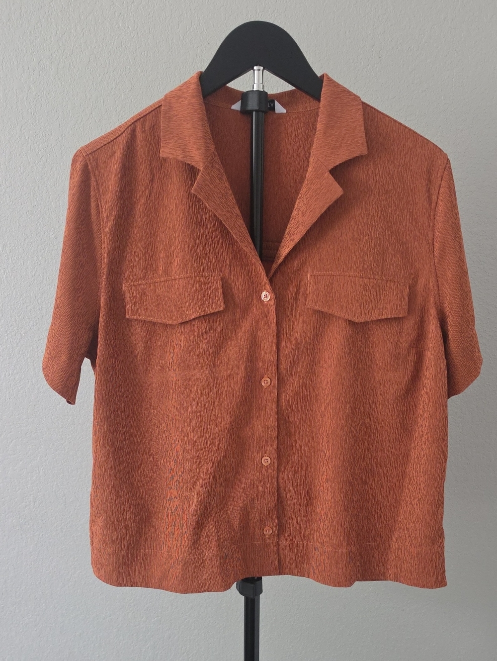 Athleta Rust Striped Short-Sleeve Top